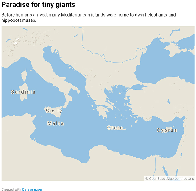 Mao das ilhas do Mediterrâneo que abrigavam gigantes anões