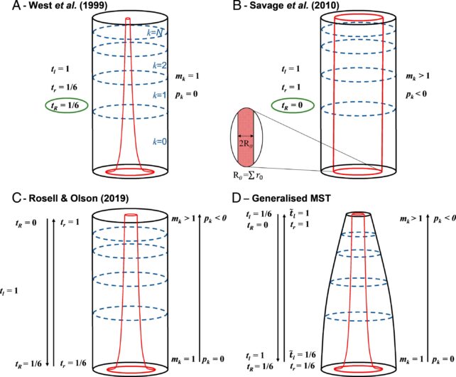 Diagramas mostrando diferentes regras de árvores