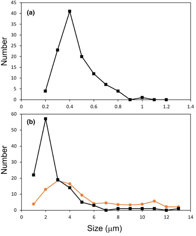 gráfico da distribuição do tamanho das bactérias 