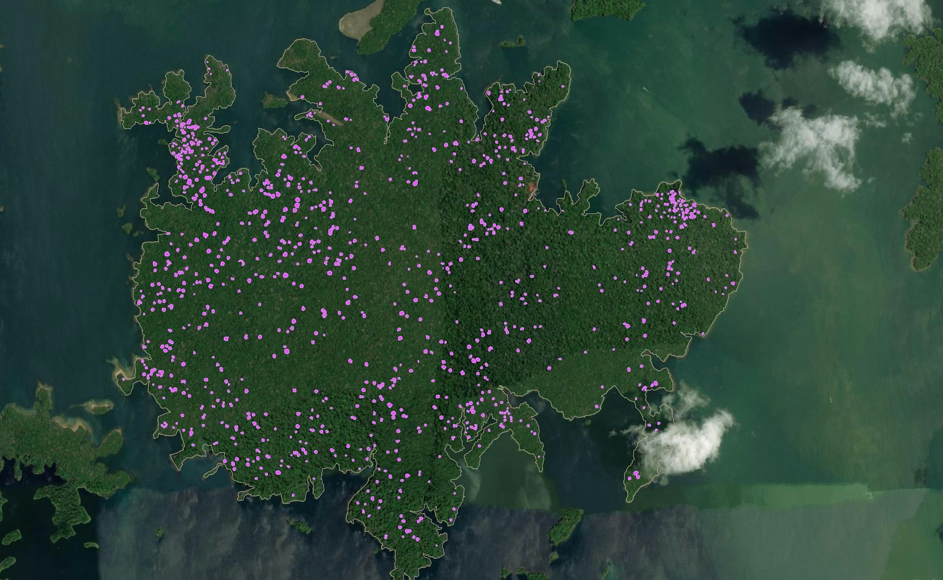 mapa com fabricantes roxos espalhados por ele