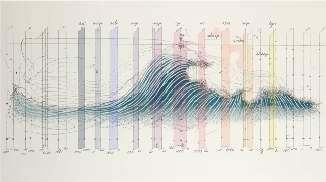 Ilustração de um padrão de onda sobre um padrão de gráfico.