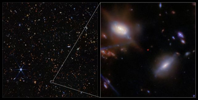Galaxy apanhado no próprio ato de ligar as luzes ao amanhecer cósmico